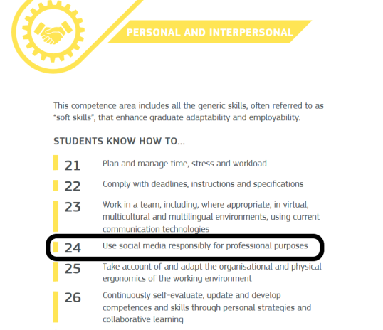Image of the competence framework with number 24 on social media highlighted