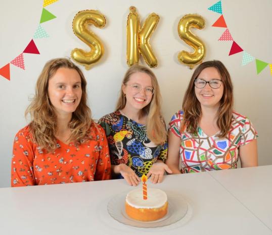 Picture of the founding members of SKS Traduction for the 1st anniversary of the company