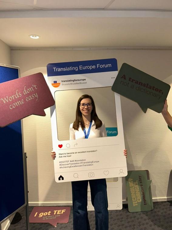 Picture of student Sandra Castelló Gil at the Translating Europe Forum