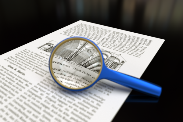 Magnifier on a newspaper article