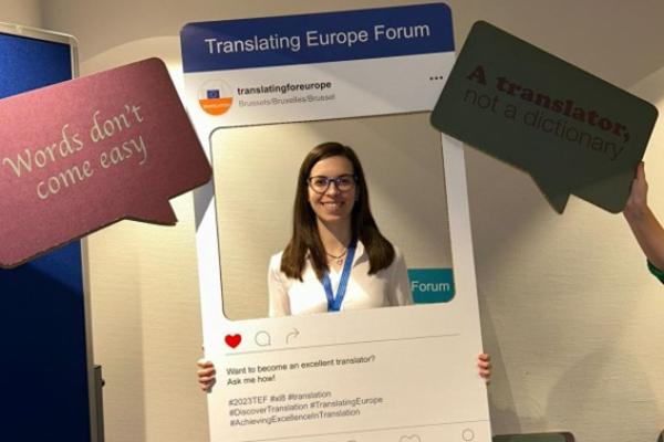 Picture of student Sandra Castelló Gil at the Translating Europe Forum